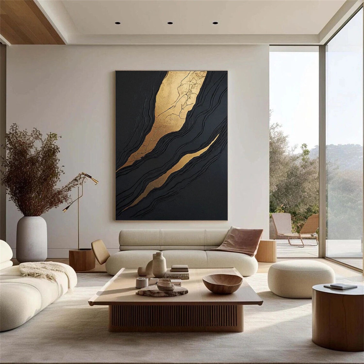 Black Minimalist Textured Canvas Art #WZ102