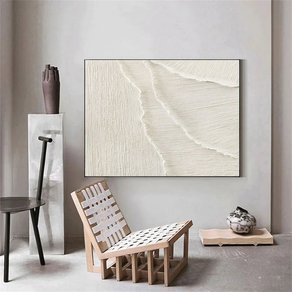 Beige Minimalist Textured Canvas Art #WM007