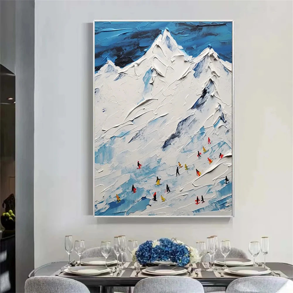 Skiing Sport Textured Canvas Painting #PB011