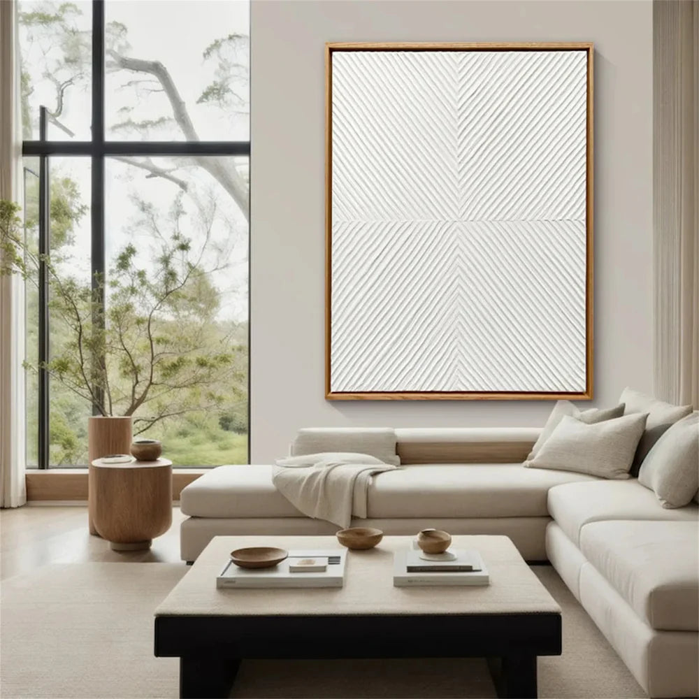 White Minimalist Textured Wall Art #WM071