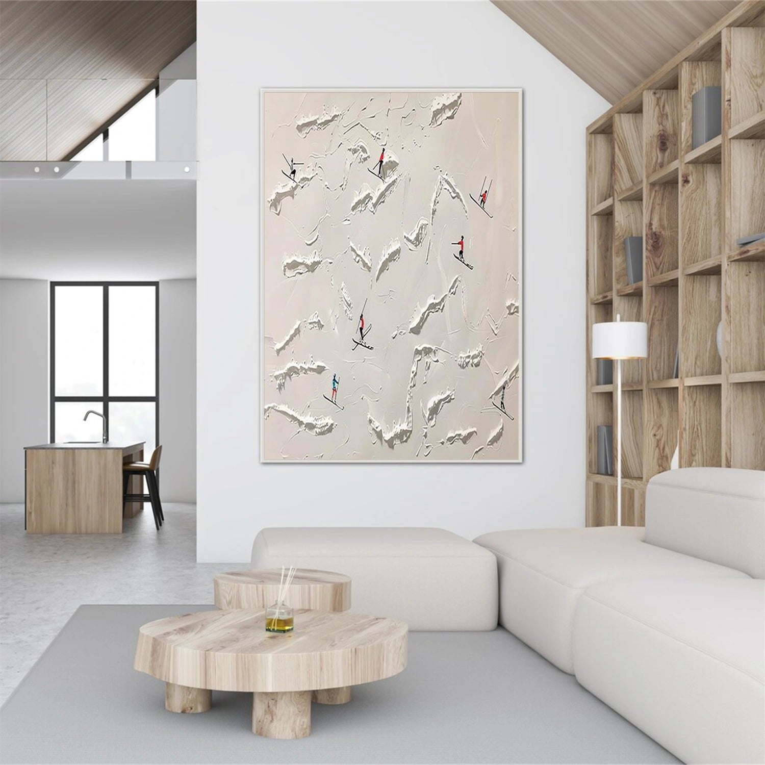 Skiing Sport Textured Canvas Painting #PB072