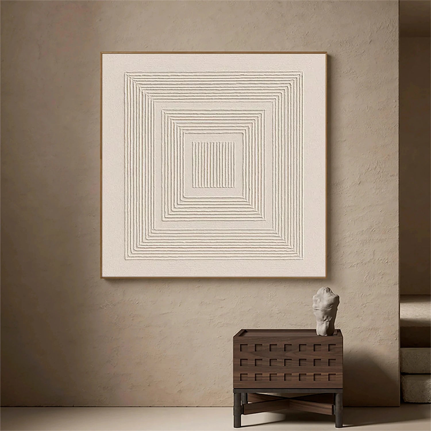 White Minimalist Textured Wall Art #WM141