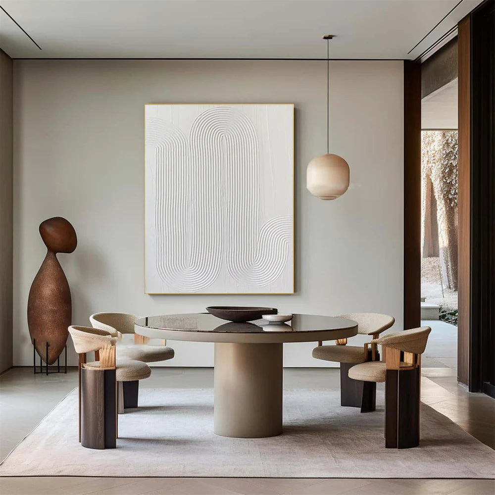 White Minimalist Textured Wall Art #WM072