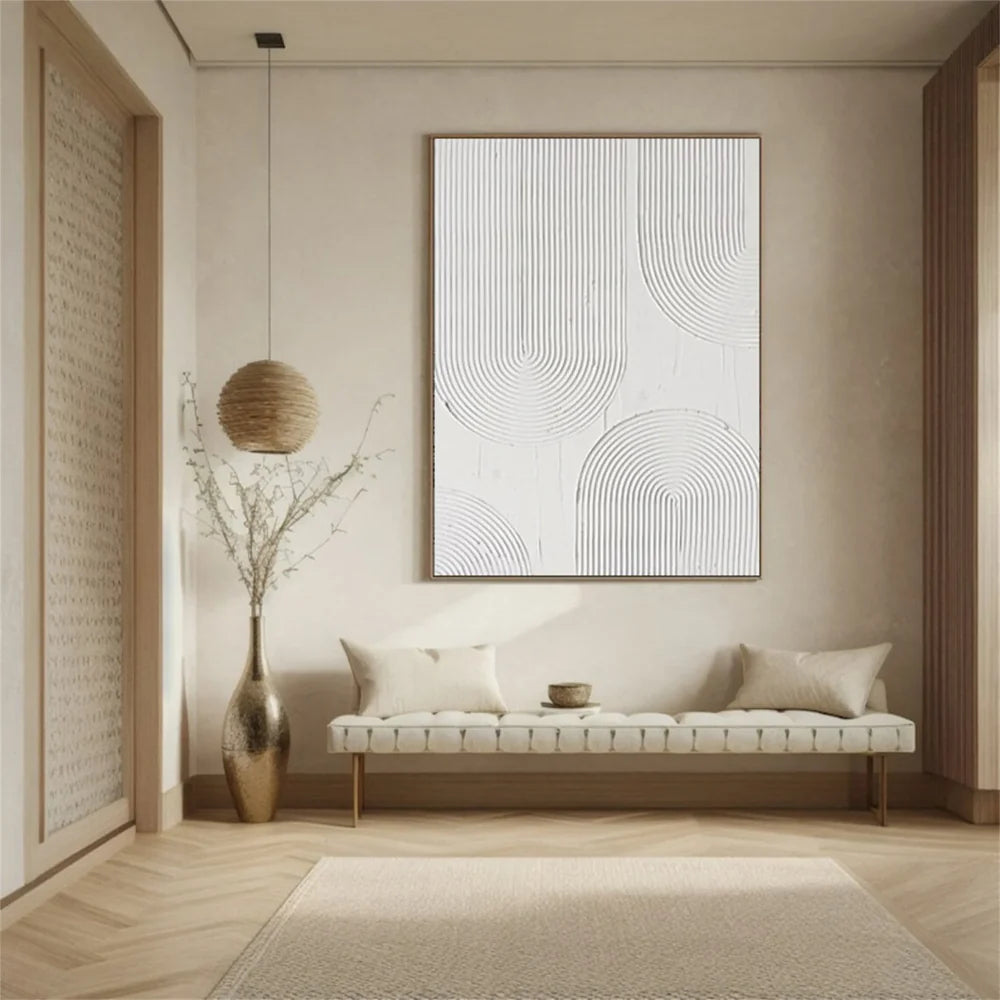White Minimalist Textured Wall Art #WM070