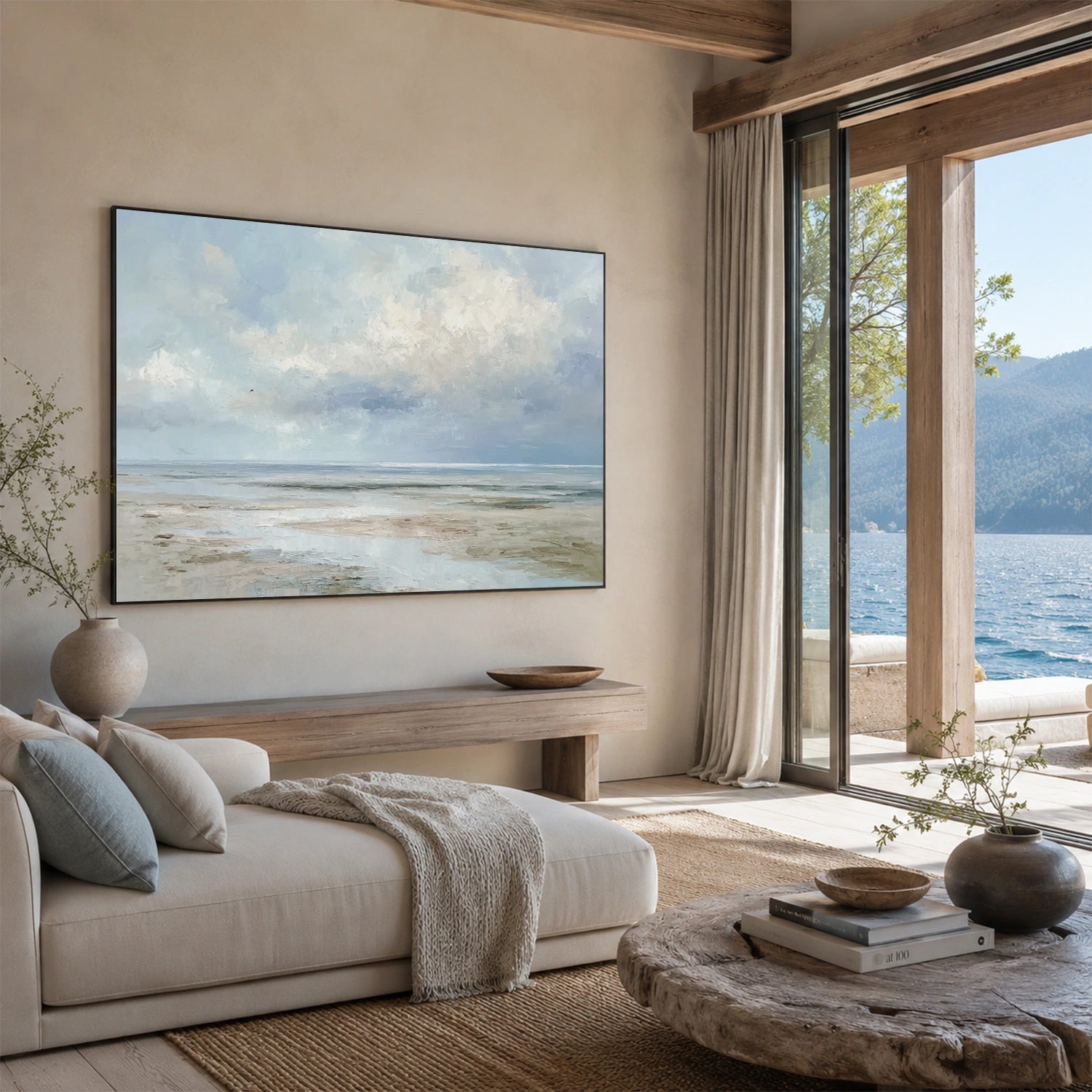 Abstract Ocean And Sky Canvas Art #OC213