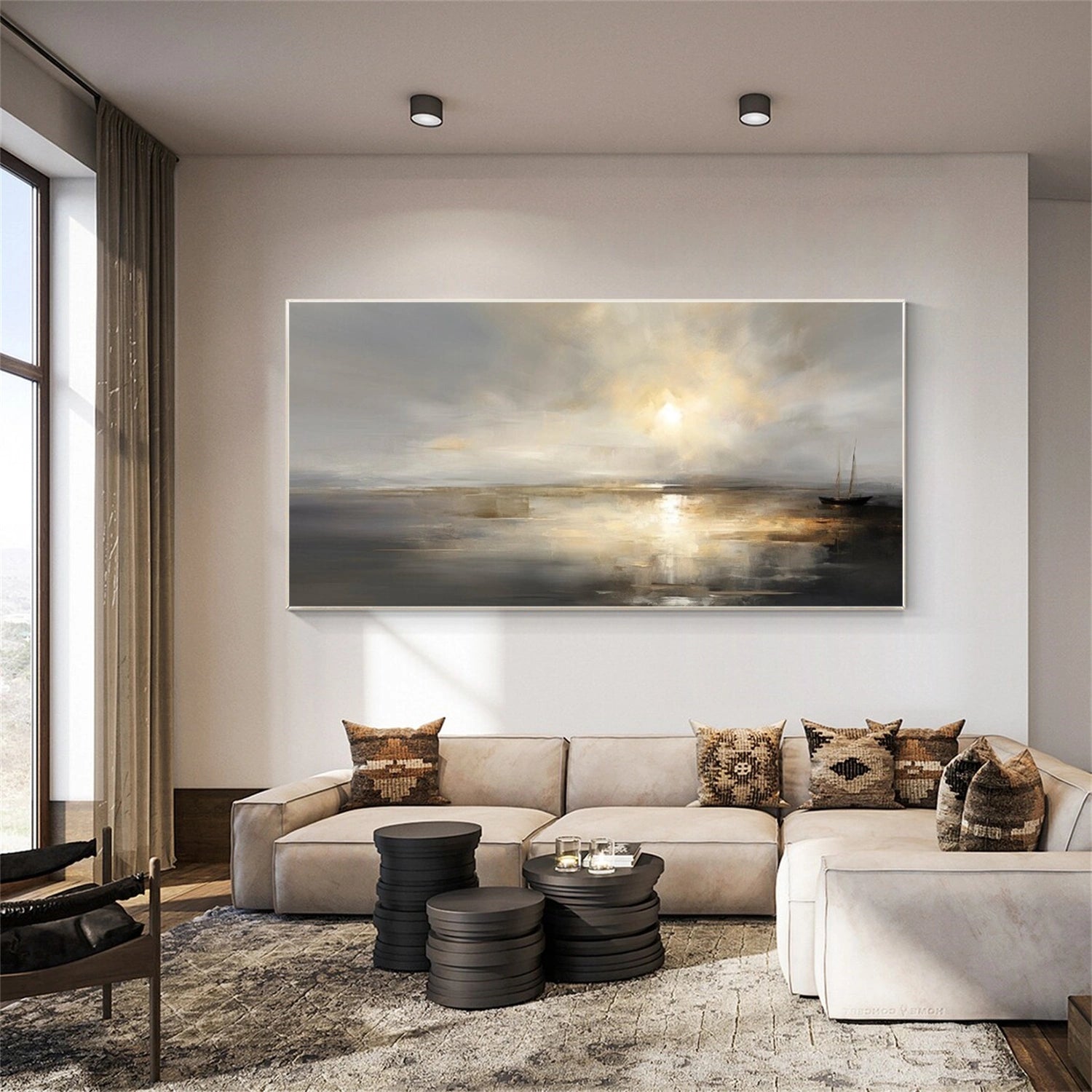 Abstract Ocean And Sky Canvas Art #OC078