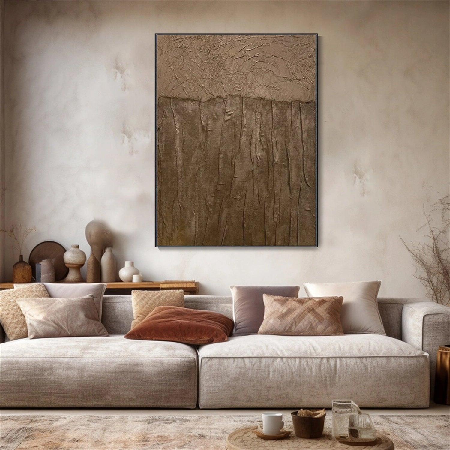 Brown Abstract Textured Wall Art #VA148