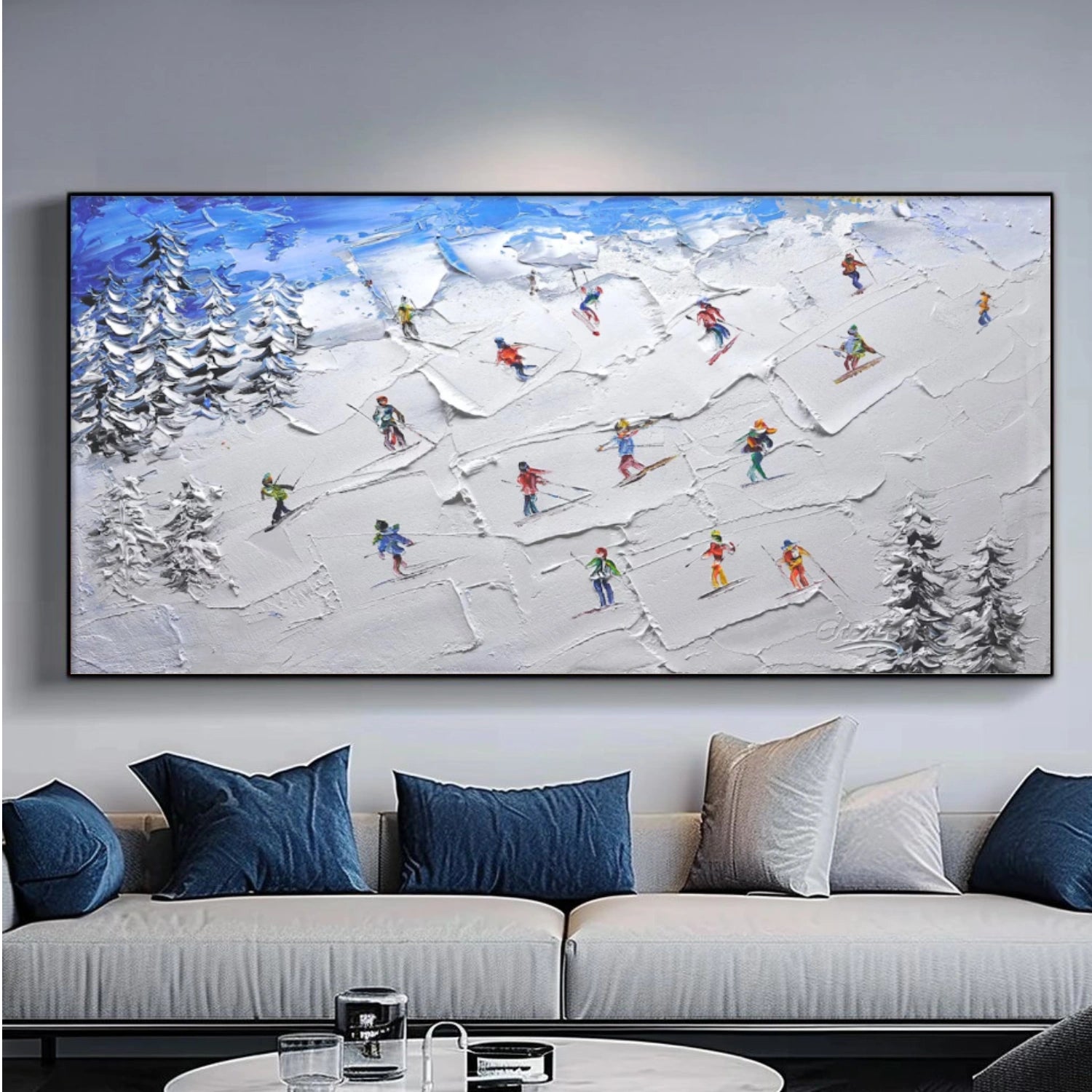 Skiing Sport Textured Canvas Painting #PB050