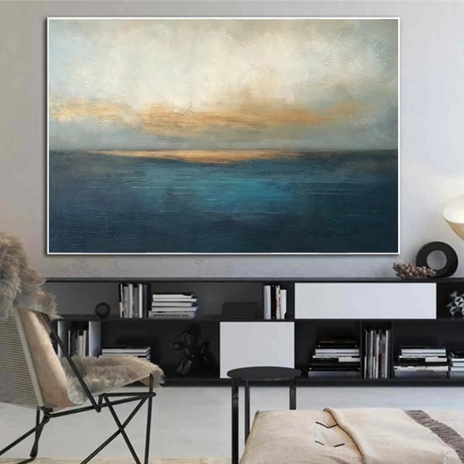 Blue and Gold Abstract Wall Art #VA212
