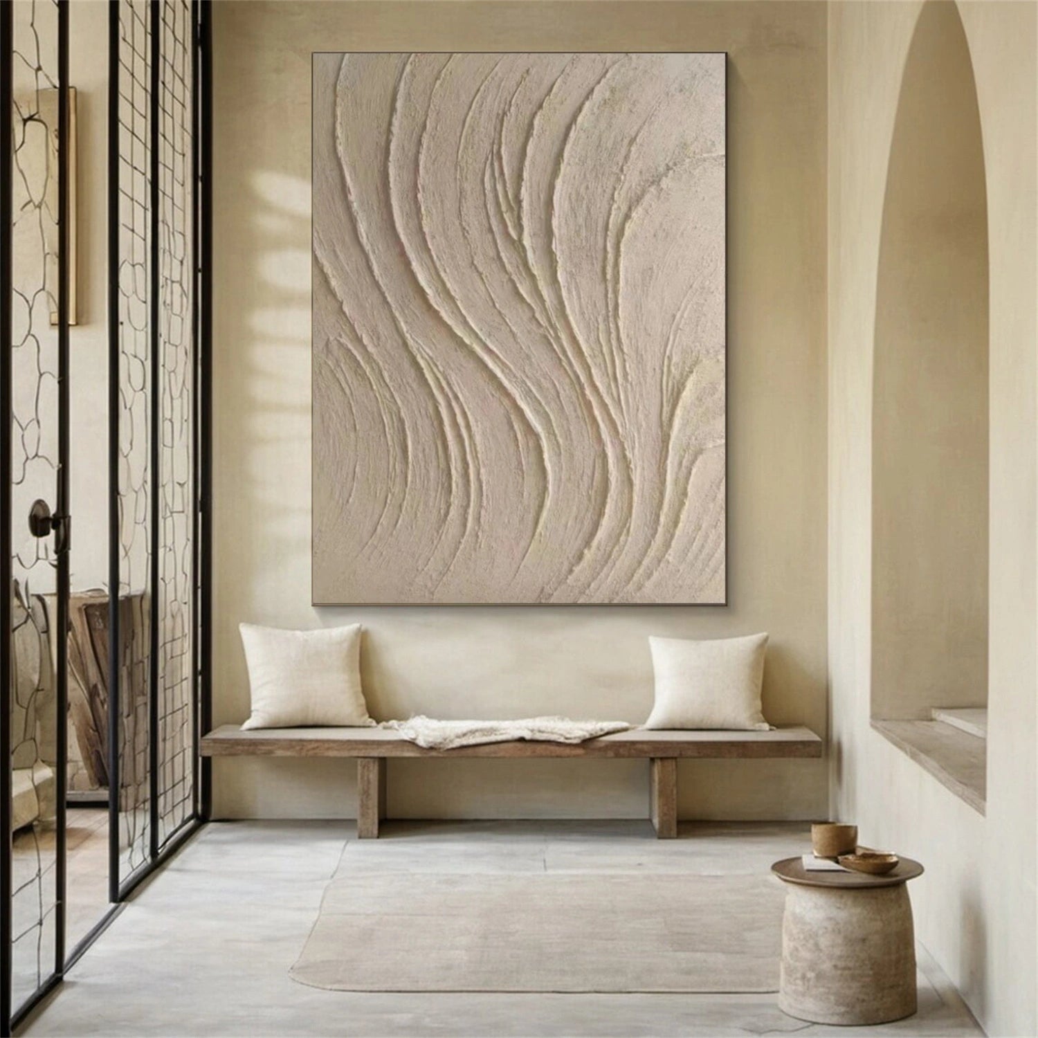 Beige Minimalist Textured Canvas Art #WM148