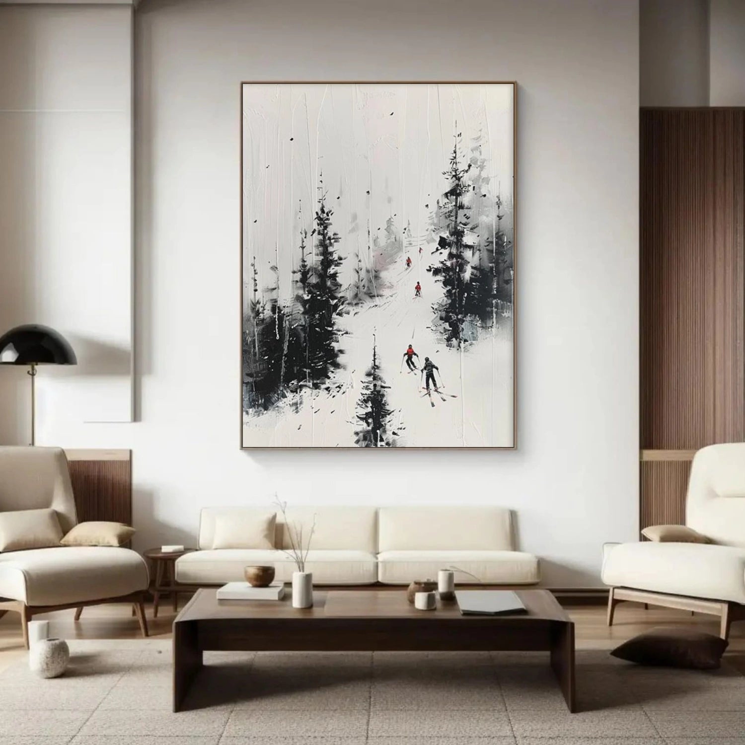 Skiing Sport Textured Canvas Painting #PB037