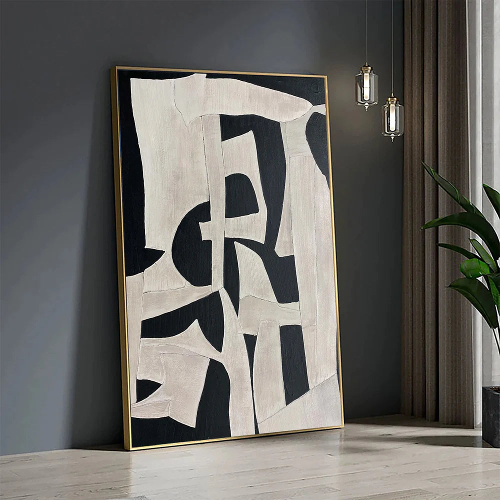 Black & Beige Wabi Sabi Textured Wall Art #VS023
