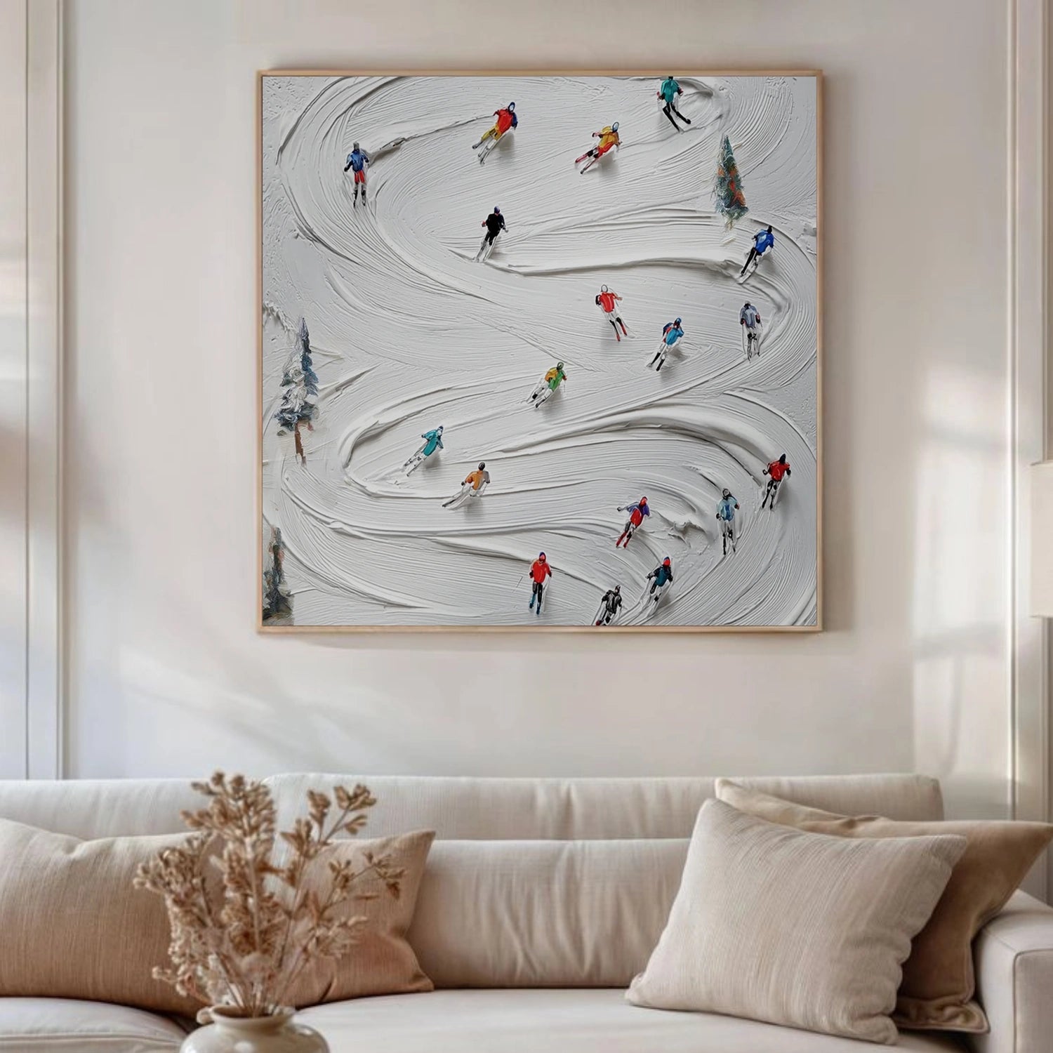 Skiing Sport Textured Canvas Painting #PB066