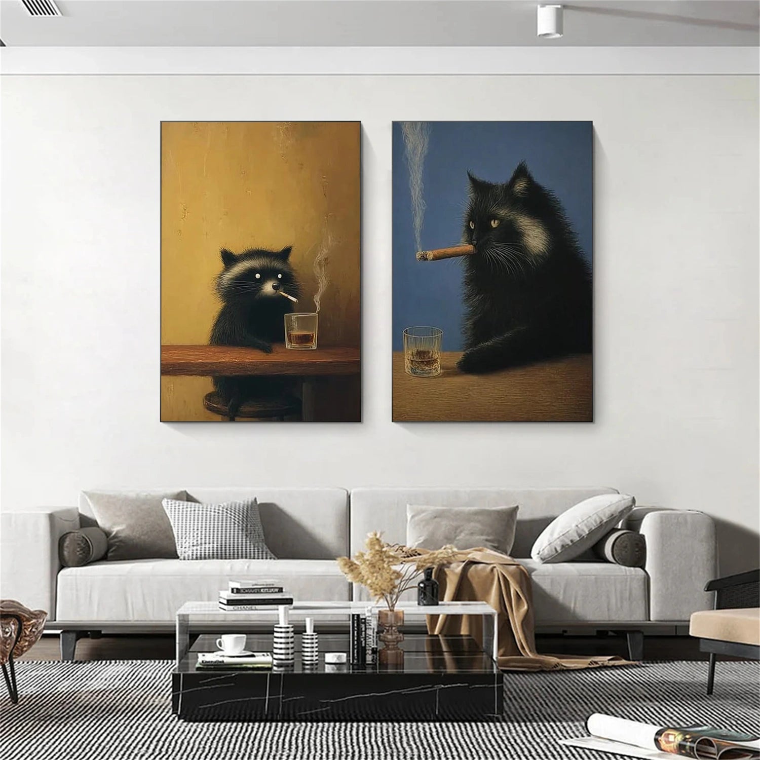 Abstract Animal Canvas Art Set of 2#DW143