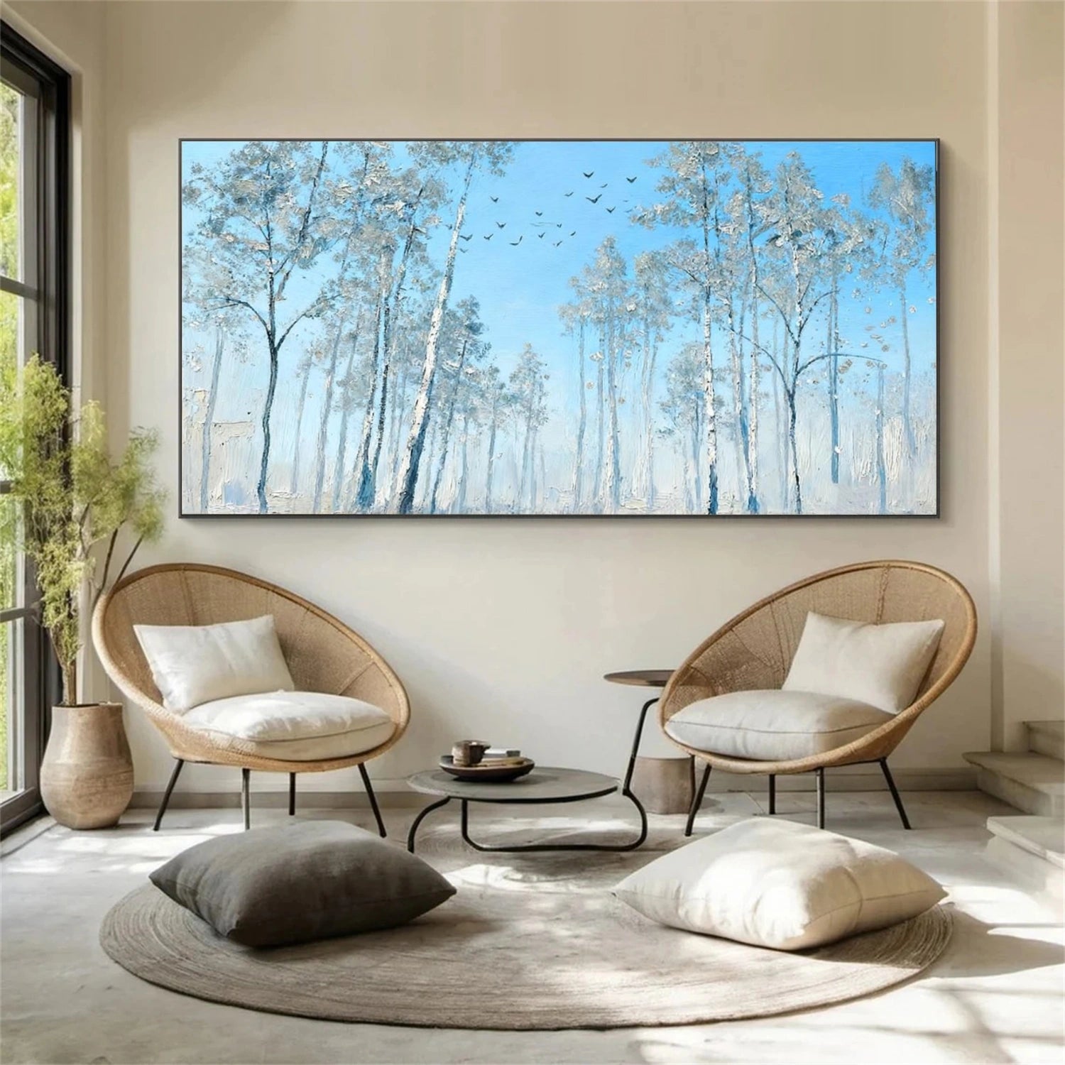 Abstract Flower And Tree Textured Canvas Art #MF106