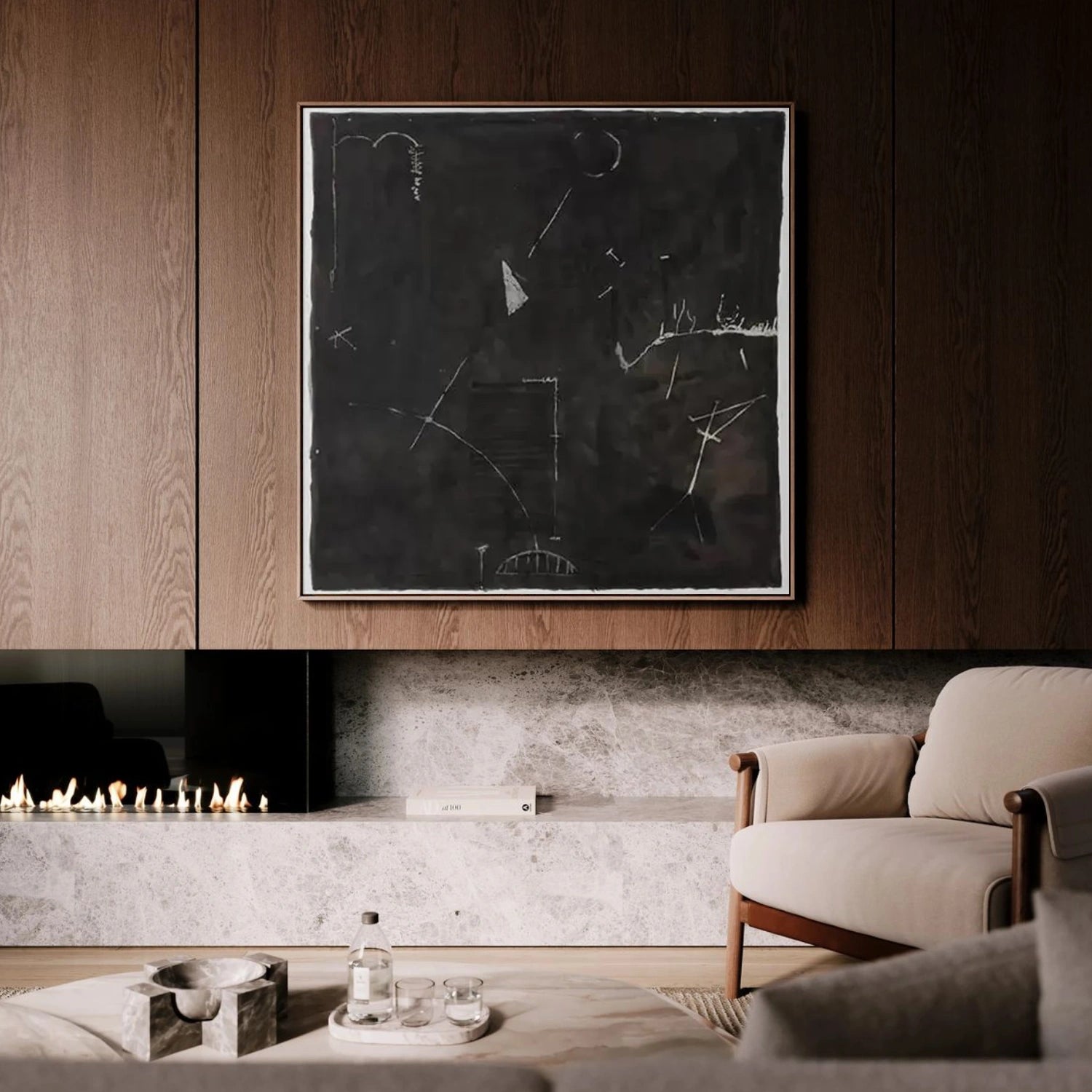 Black and White Minimalist Textured Canvas Art #WZ104
