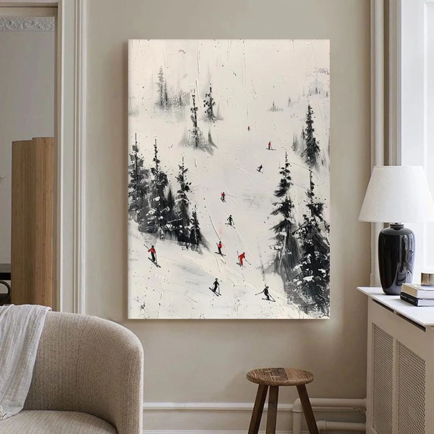 Skiing Sport Textured Canvas Painting #PB038