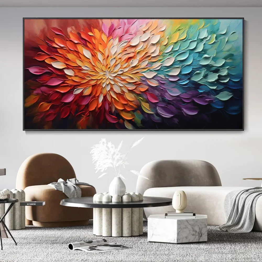 Colorful Abstract Flower And Tree Textured Canvas Art #MF052