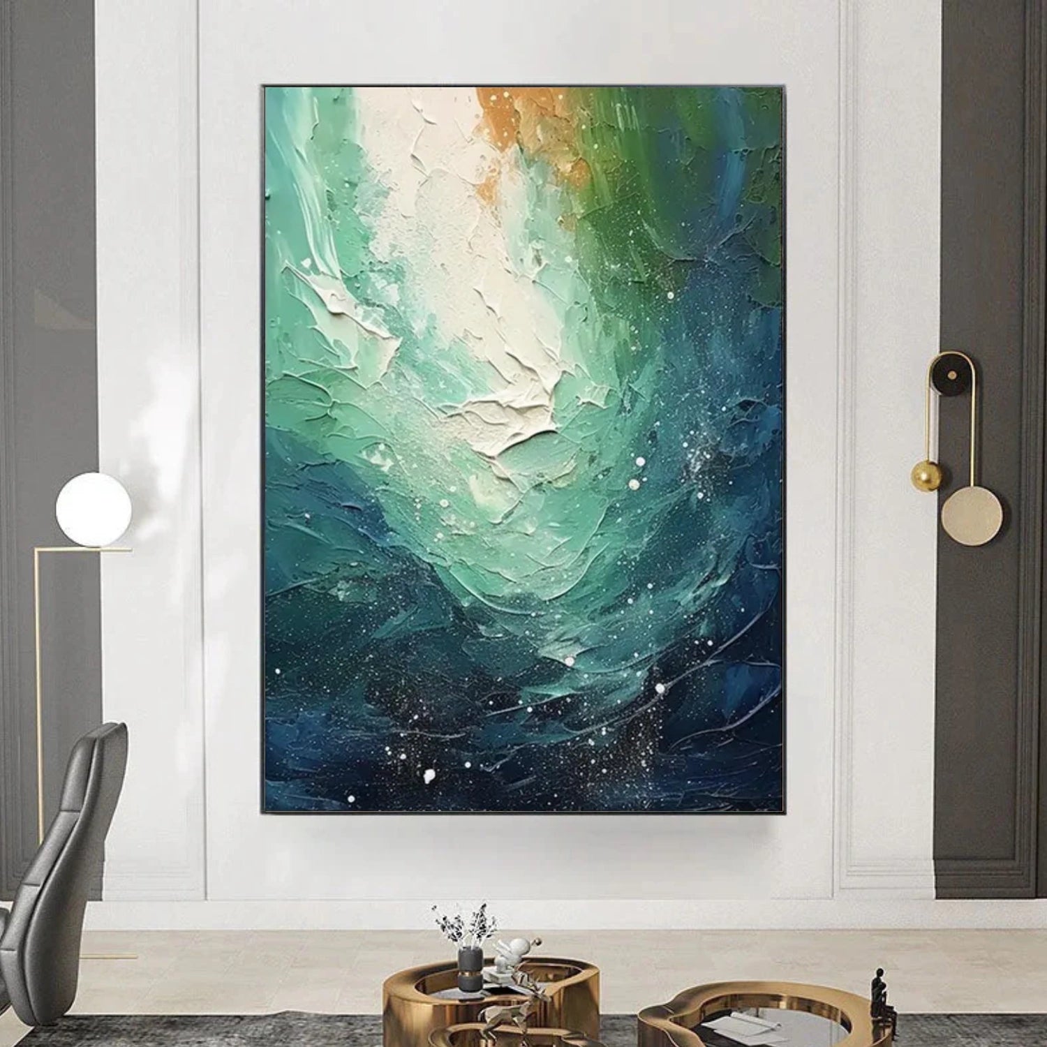 Abstract Ocean And Sky Textured Canvas Art #OC108