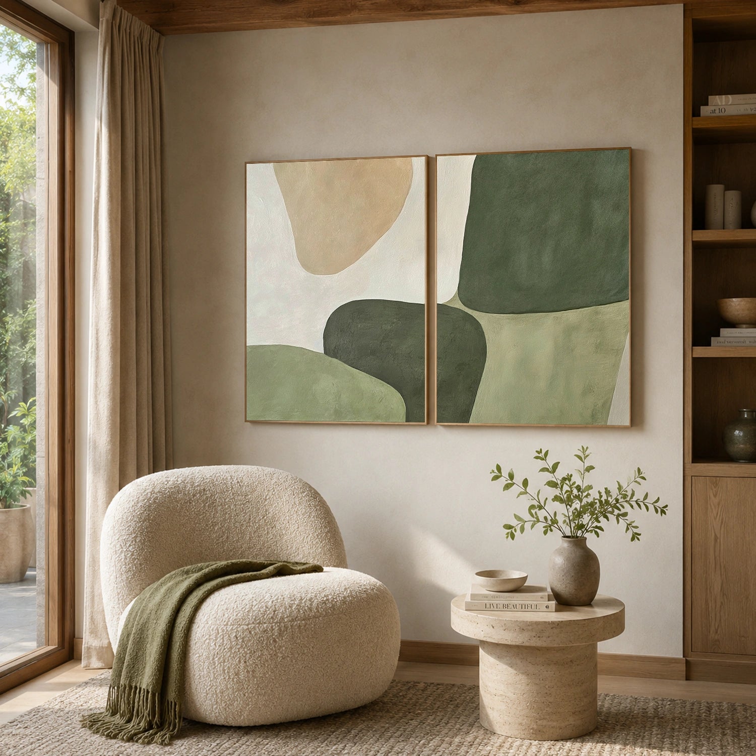 Green Minimalist Canvas Art Set of 2 #WM161