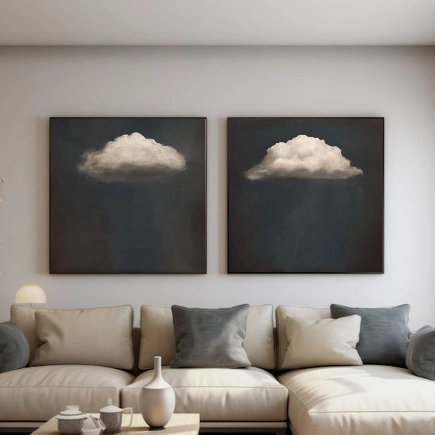 Black and White Abstract Wall Art Set of 2 #VA110