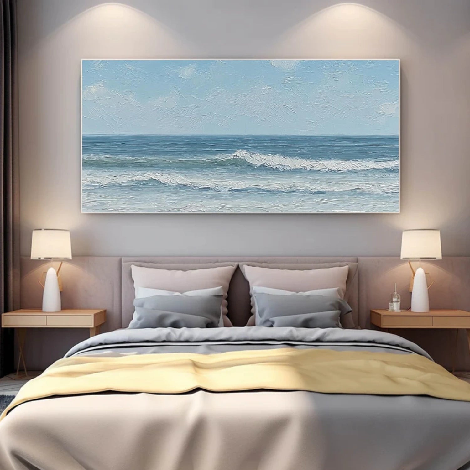 Abstract Ocean And Sky Textured Canvas Art #OC158