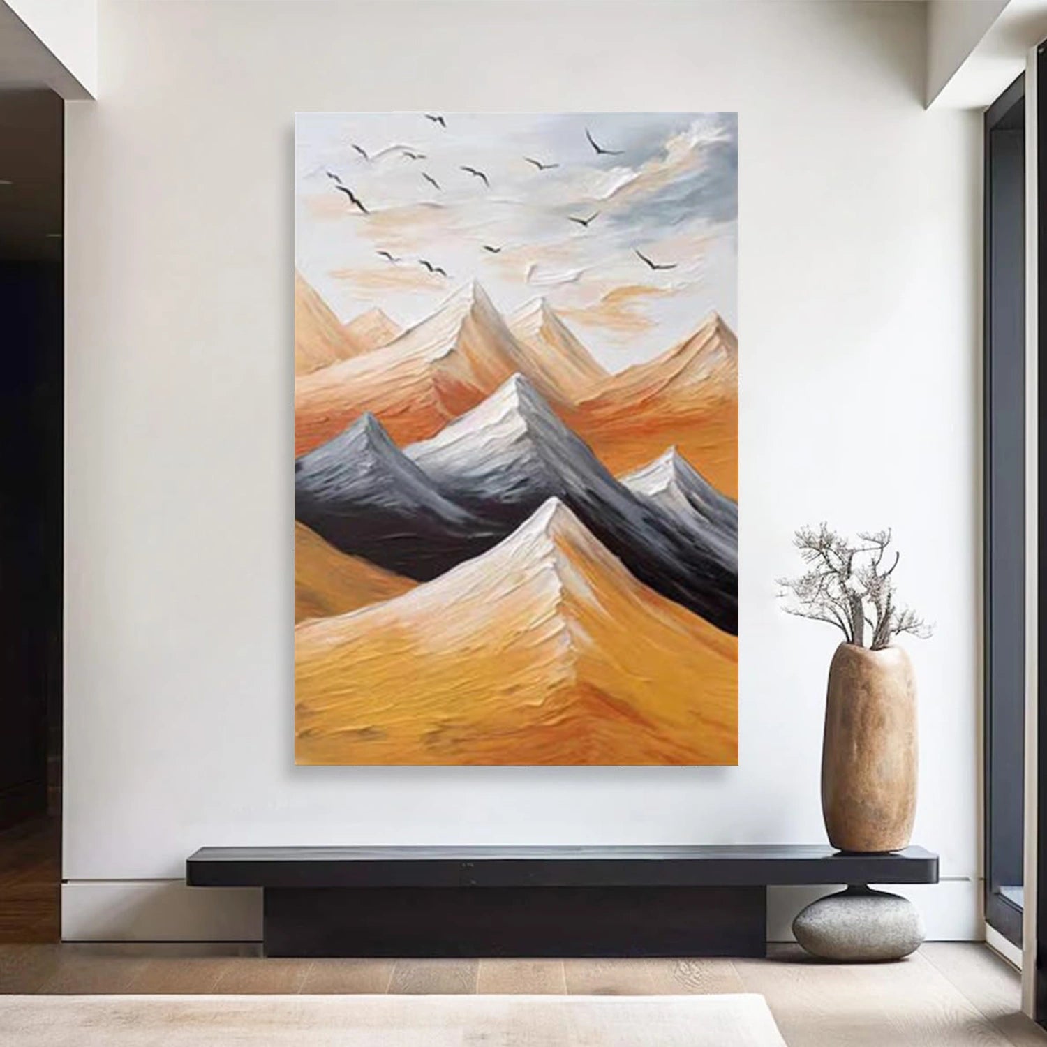 Abstract Mountain Textured Canvas Art #BT088