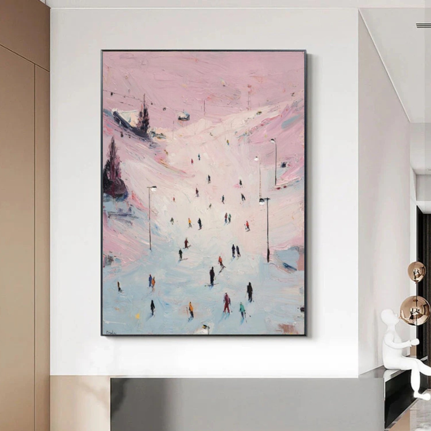 Skiing Sport Textured Canvas Painting #PB033