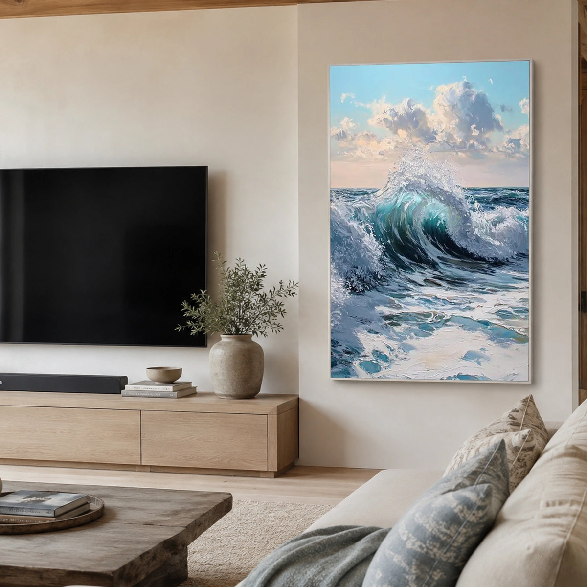 Abstract Ocean Textured Canvas Art #OC226