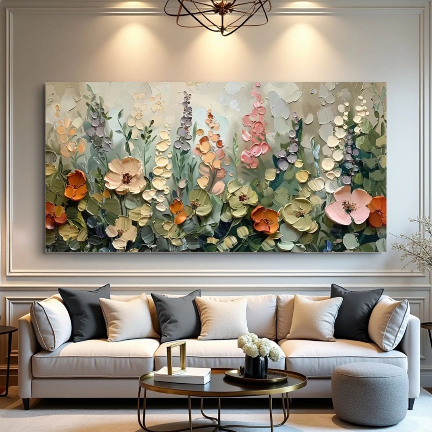 Colorful Abstract Flower And Tree Textured Canvas Art #MF102