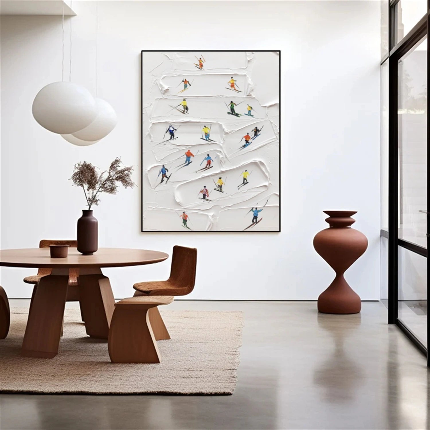 Skiing Sport Textured Canvas Painting #PB054