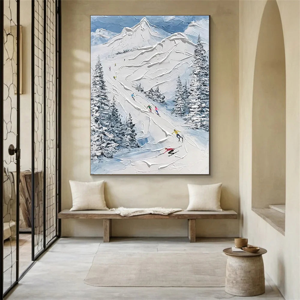 Skiing Sport Textured Canvas Painting #PB009