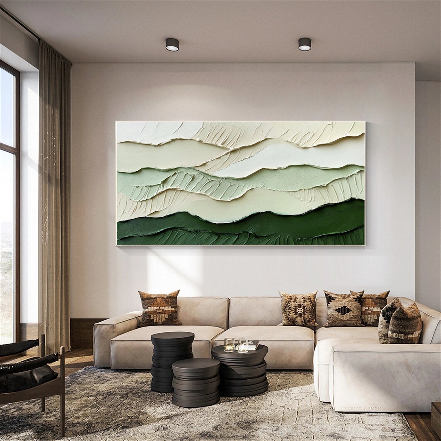 Green Minimalist Textured Canvas Art #WM152