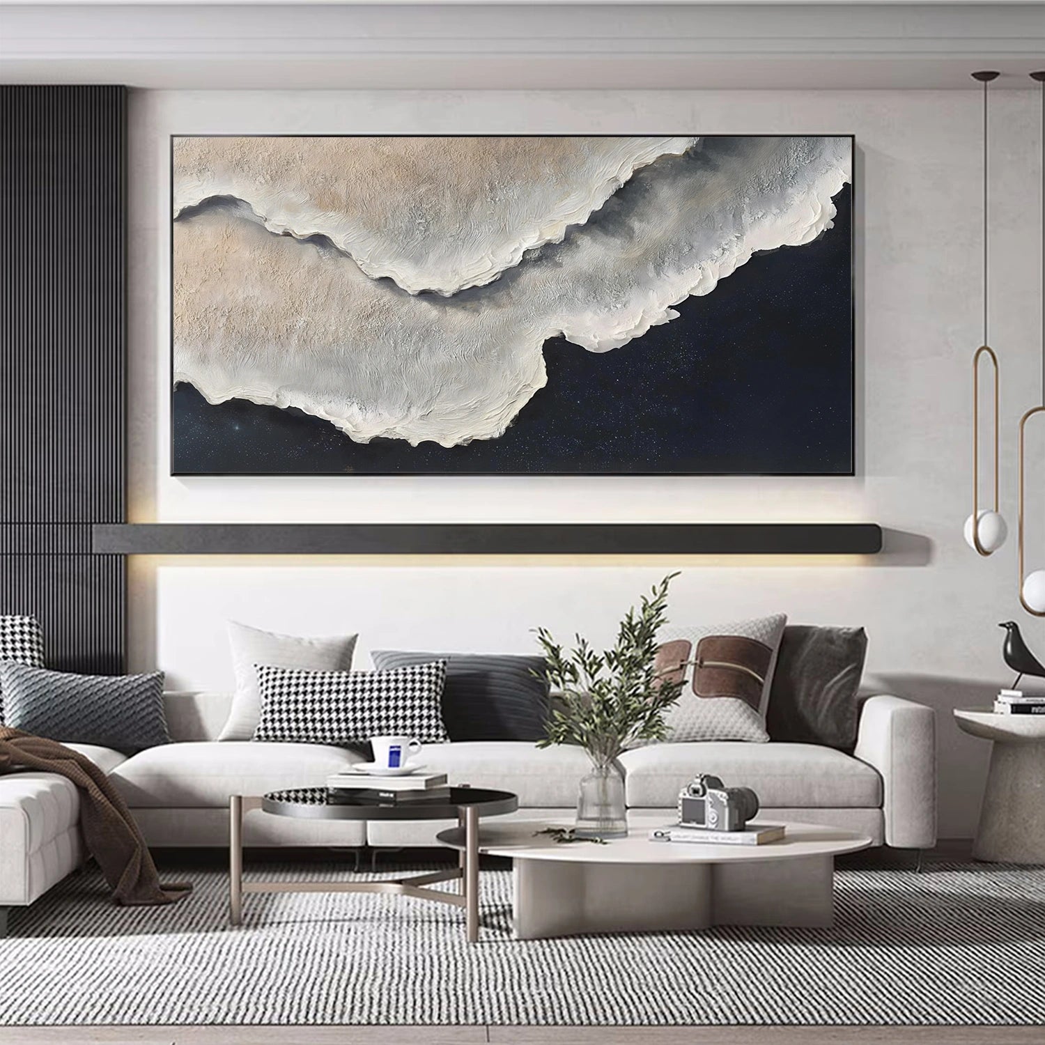 Minimalist Ocean And Sky Textured Canvas Art #OC164