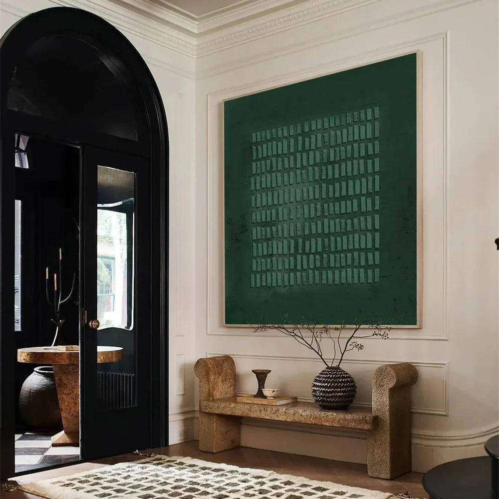 Green Minimalist Textured Canvas Art #WM013