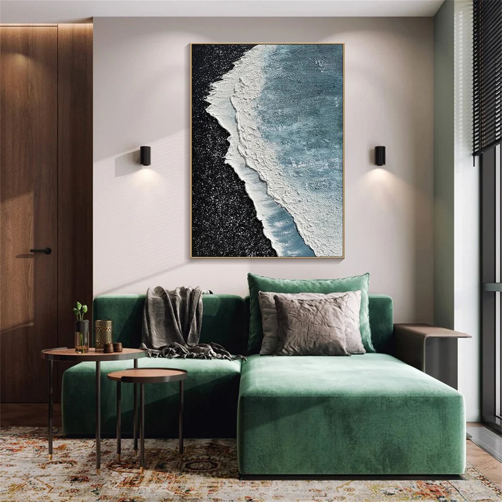 Abstract Ocean And Sky Textured Canvas Art #OC063