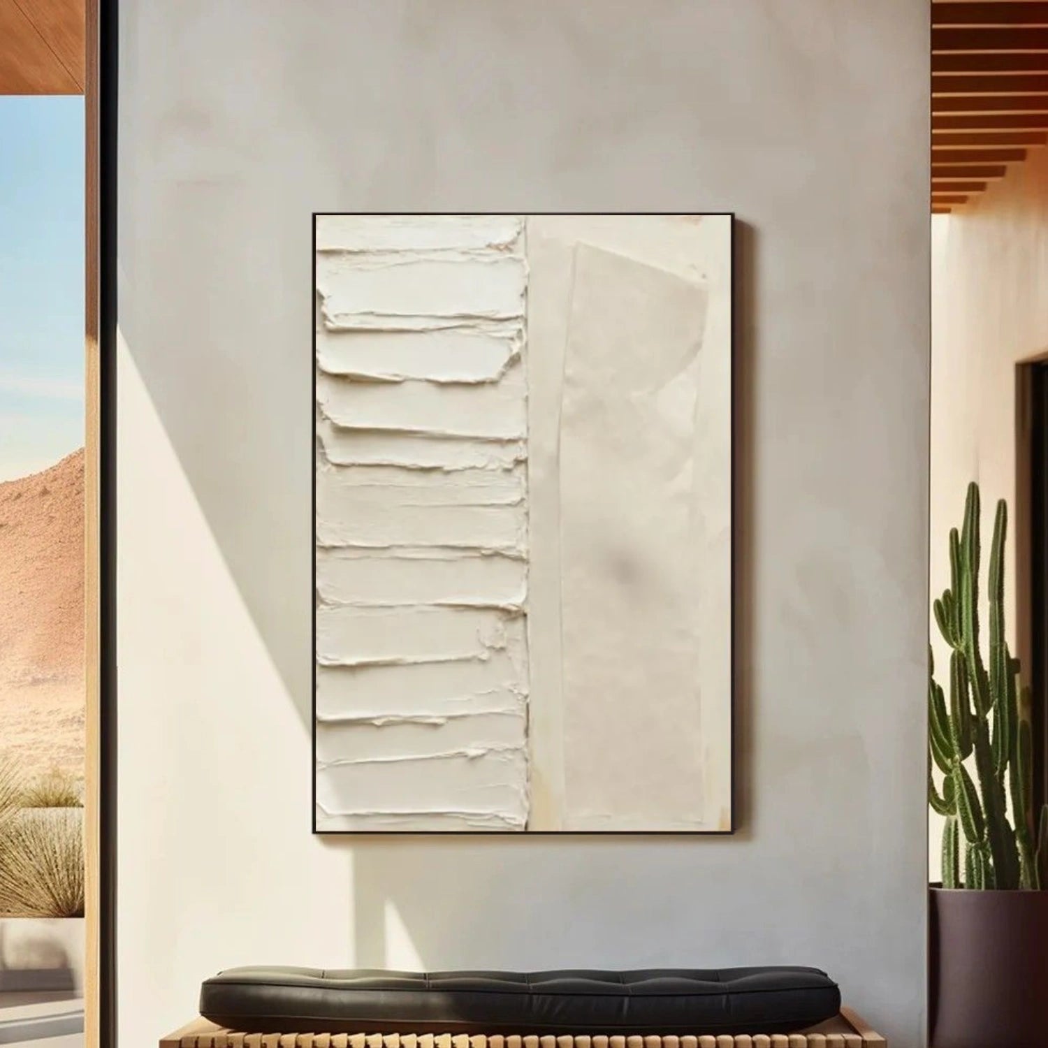 Beige Minimalist Textured Canvas Art #WM084