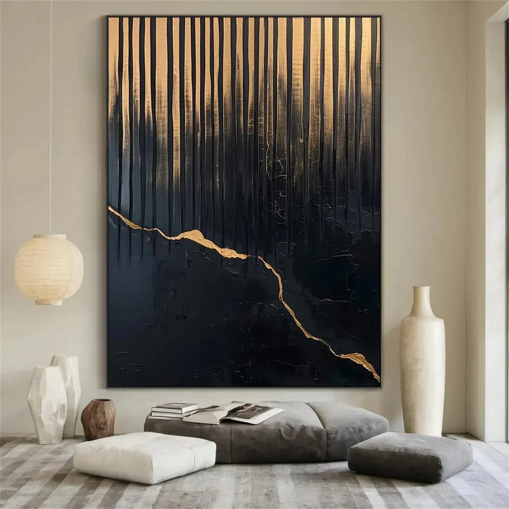 Black Minimalist Textured Canvas Art #WZ069