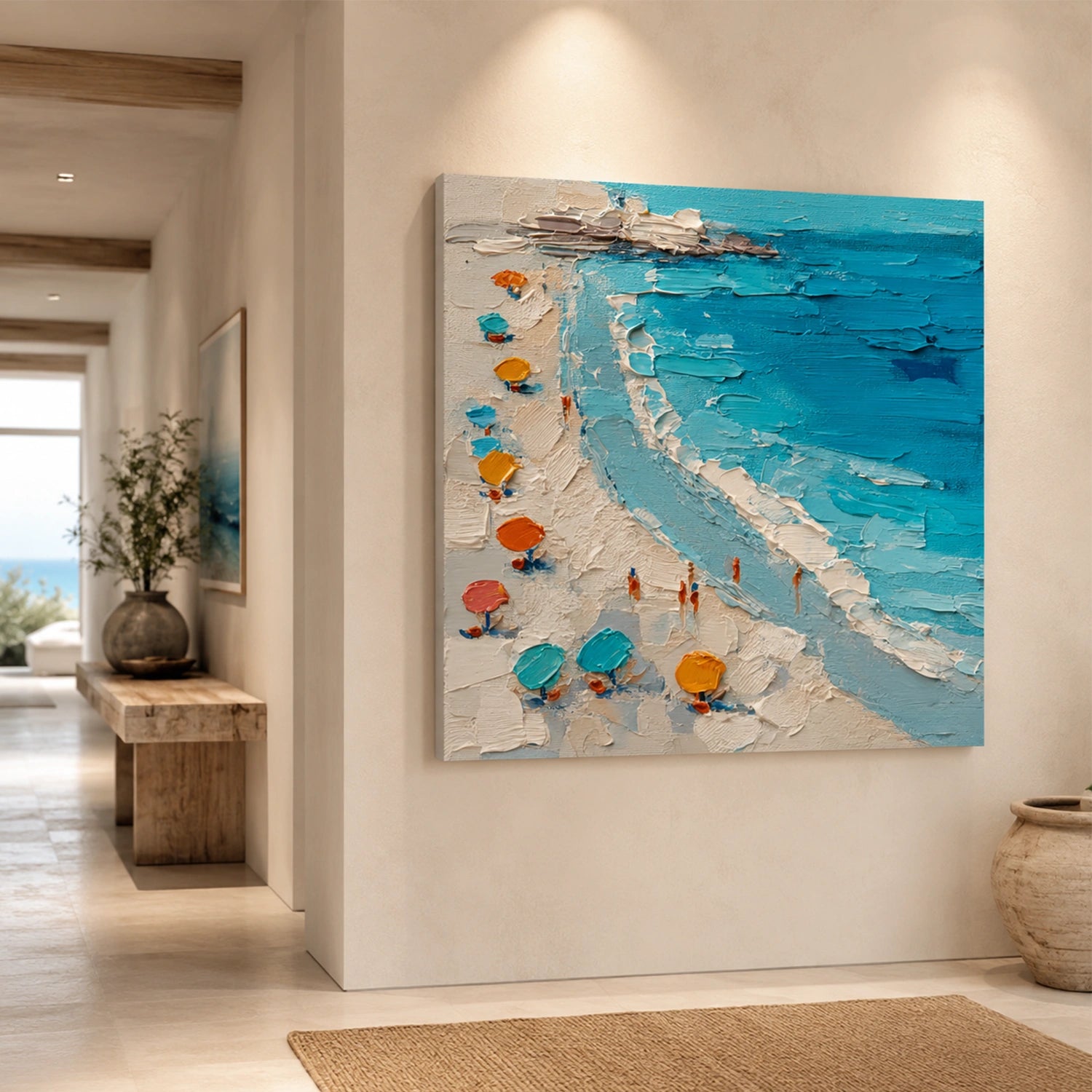 Abstract Ocean And Sky Textured Canvas Art #OC191
