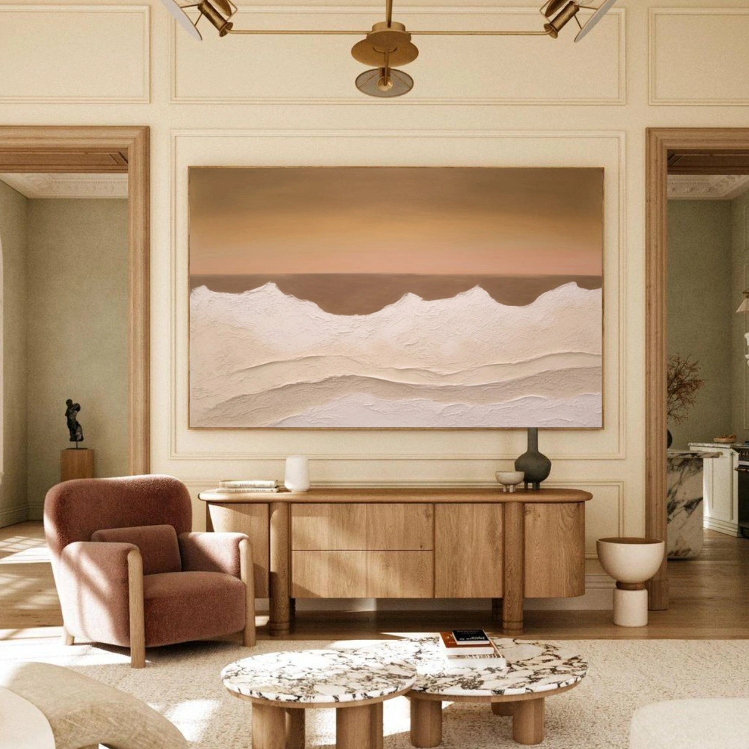 Minimalist Ocean And Sky Textured Canvas Art #OC180