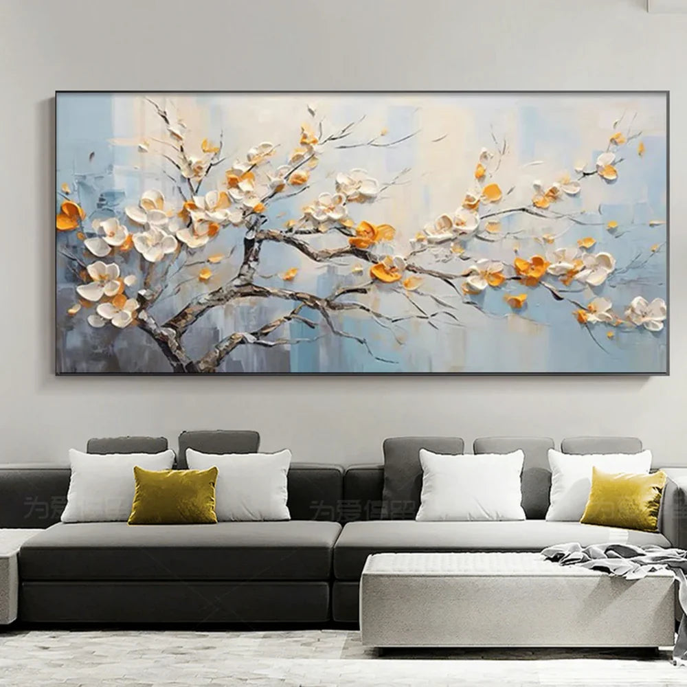 Abstract Flower And Tree Textured Canvas Art #MF010
