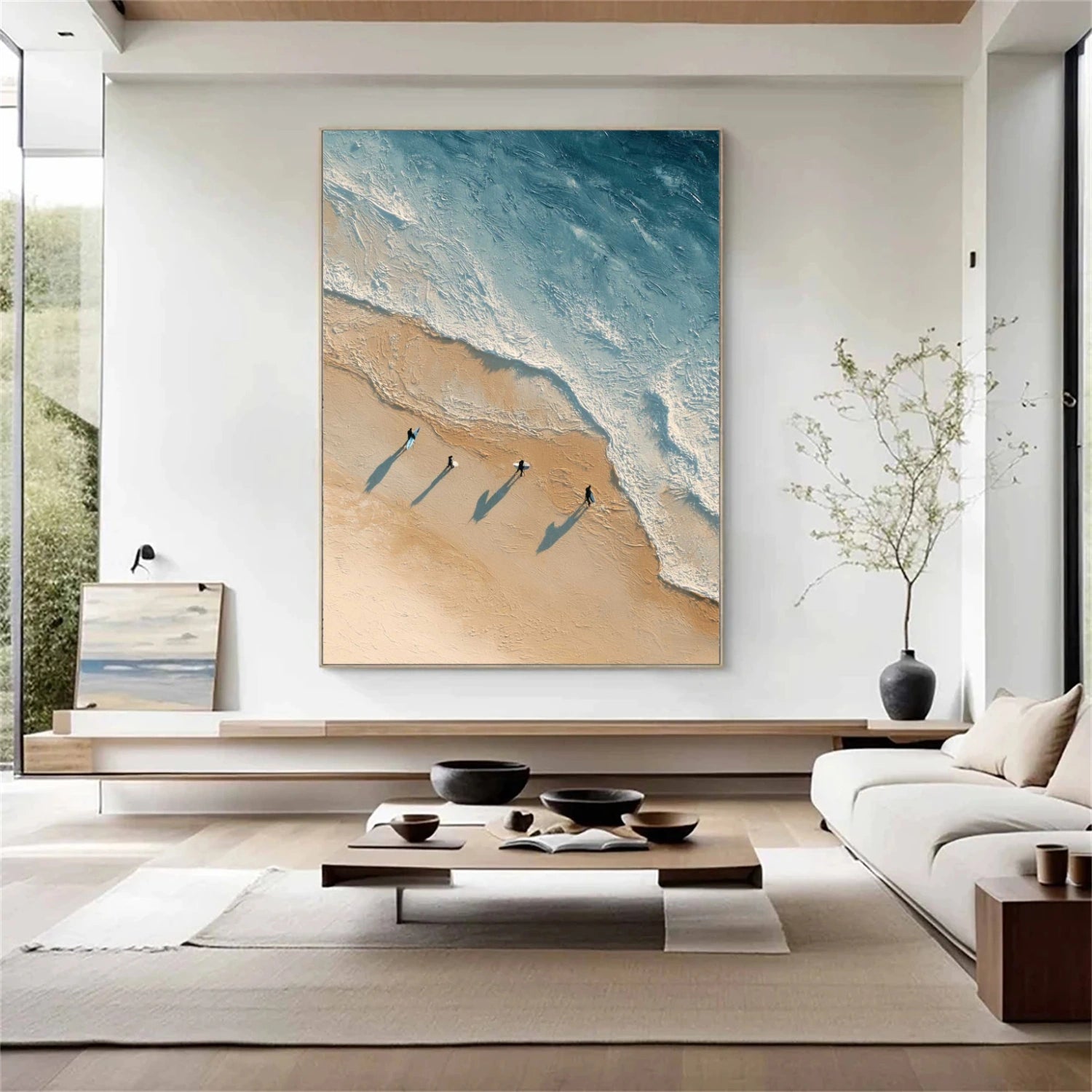 Abstract Ocean And Sky Textured Canvas Art #OC177