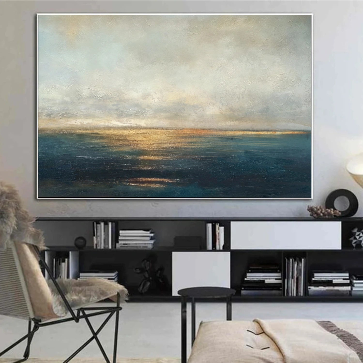 Blue and Gold Abstract Wall Art #VA208