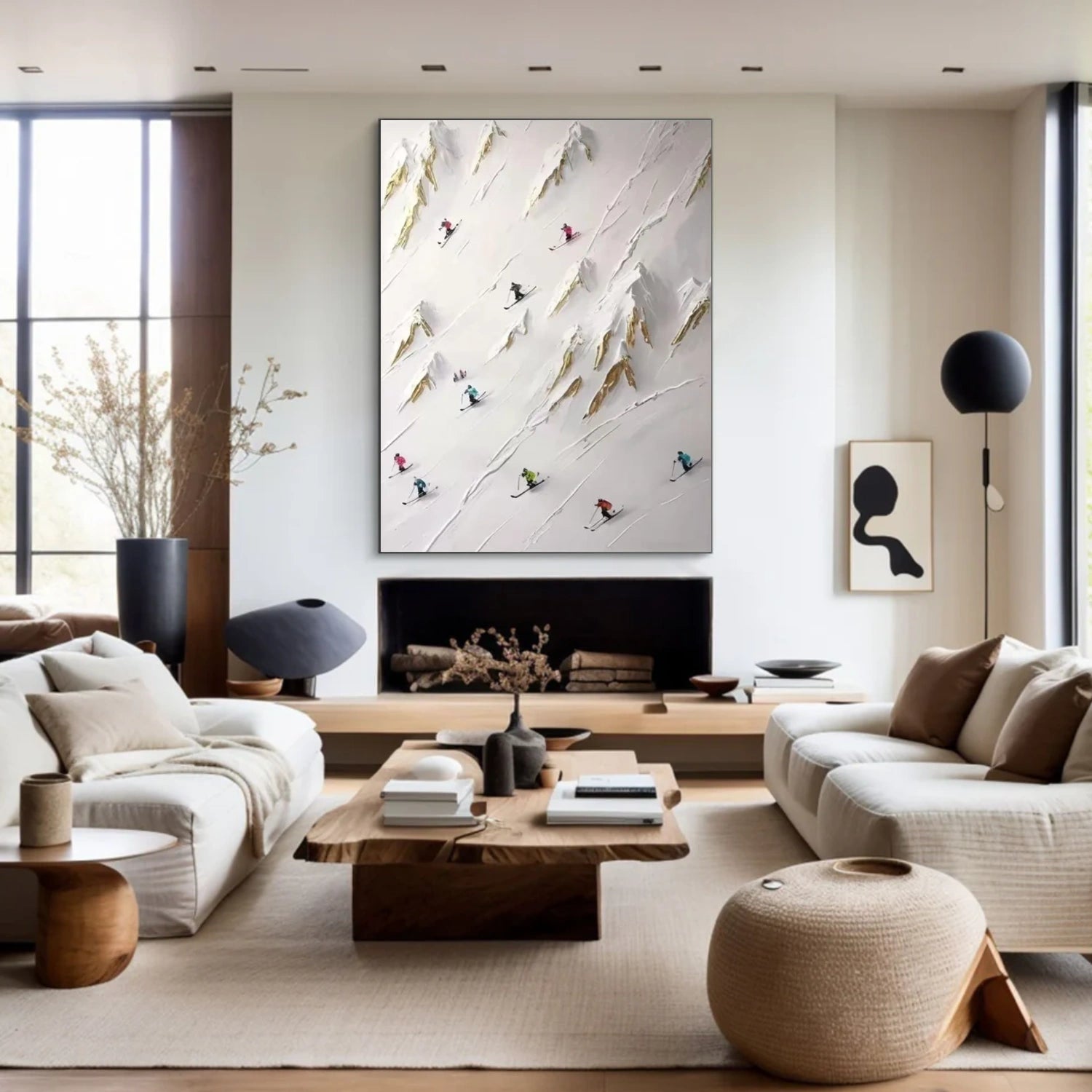 Skiing Sport Textured Canvas Painting #PB040