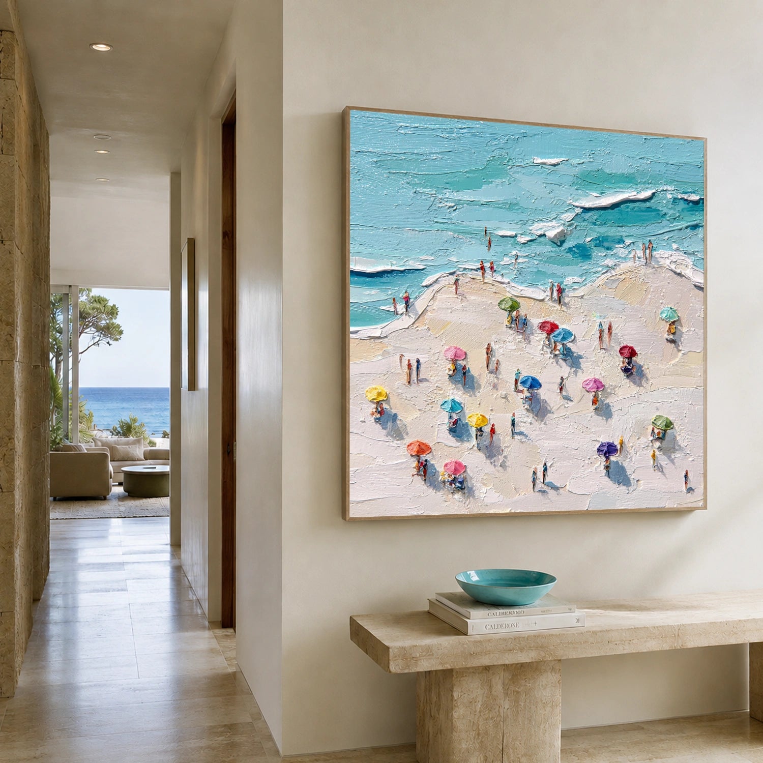 Abstract Ocean And Sky Textured Canvas Art #OC194