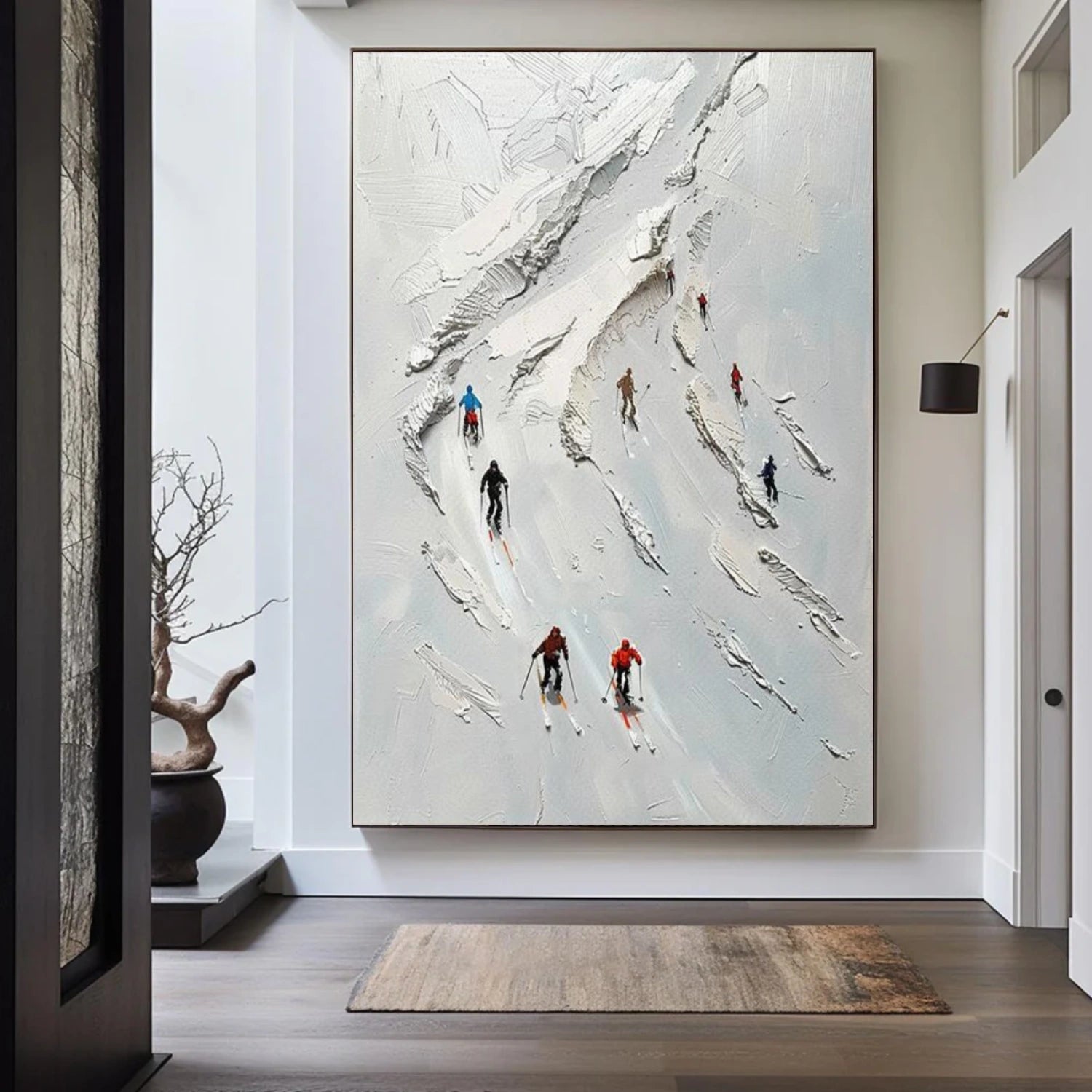 Skiing Sport Textured Canvas Painting #PB055
