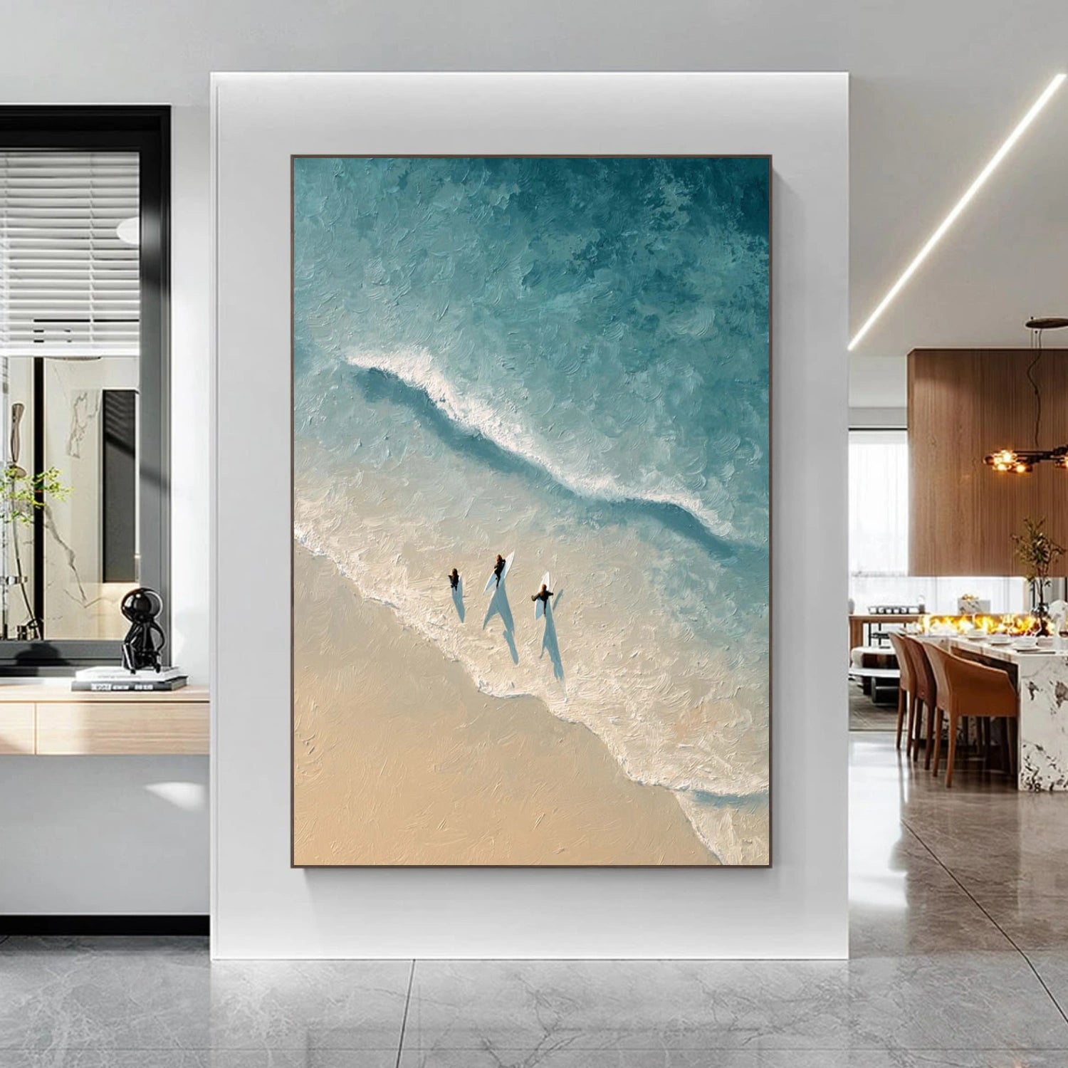 Abstract Ocean And Sky Textured Canvas Art #OC178