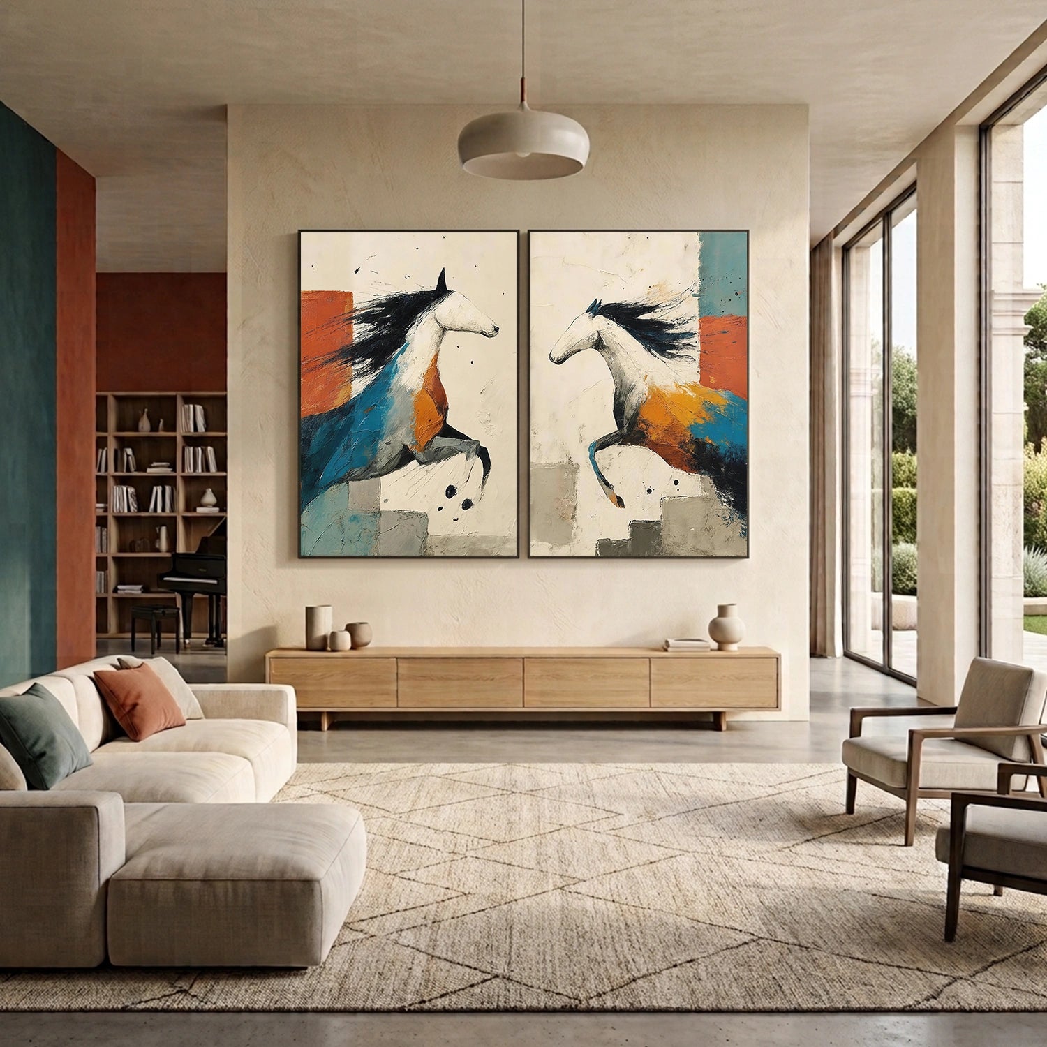 Abstract Animal Horse Canvas Art Set of 2#DW146