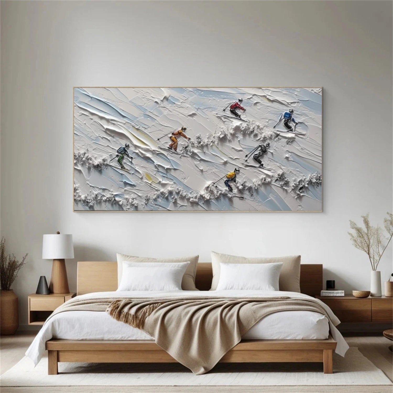 Skiing Sport Textured Canvas Painting #PB053