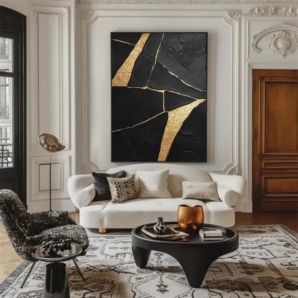 Black Minimalist Textured Canvas Art #WZ094